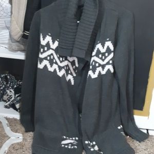 Gray open front sweater